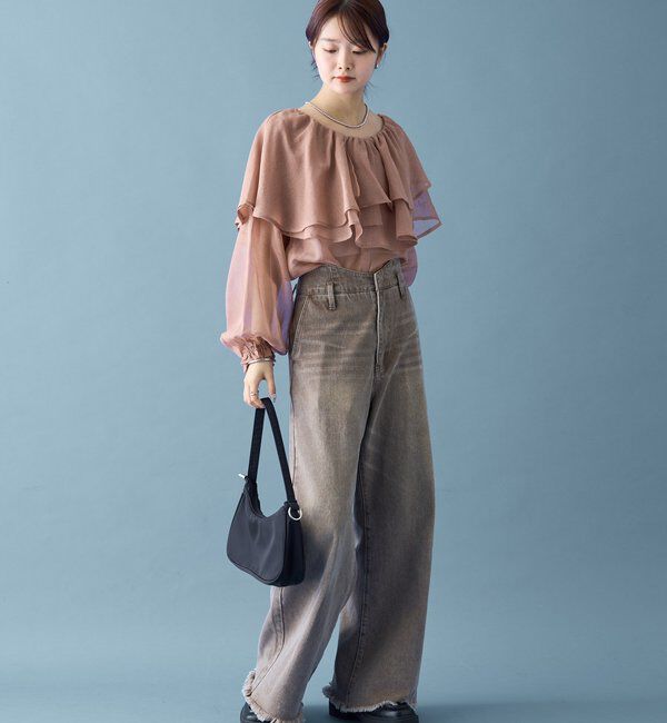  「シアーフリル長袖ブラウス」|シャツ・ブラウス|