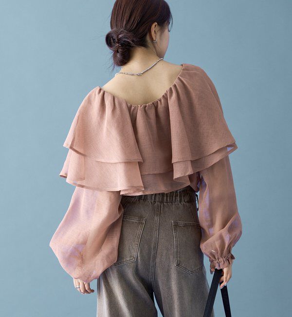  「シアーフリル長袖ブラウス」|シャツ・ブラウス|