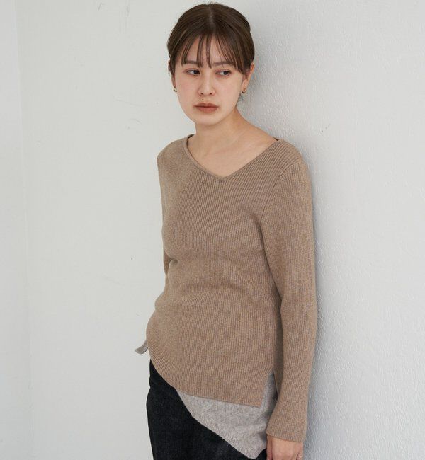  「【4色展開】アシンメトリーリブニット」|ニット・セーター|