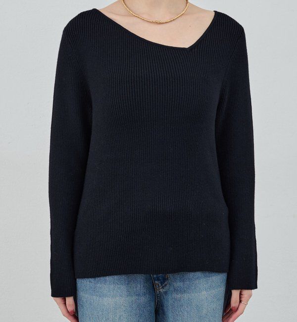  「【4色展開】アシンメトリーリブニット」|ニット・セーター|