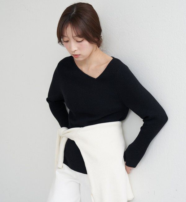  「【4色展開】アシンメトリーリブニット」|ニット・セーター|