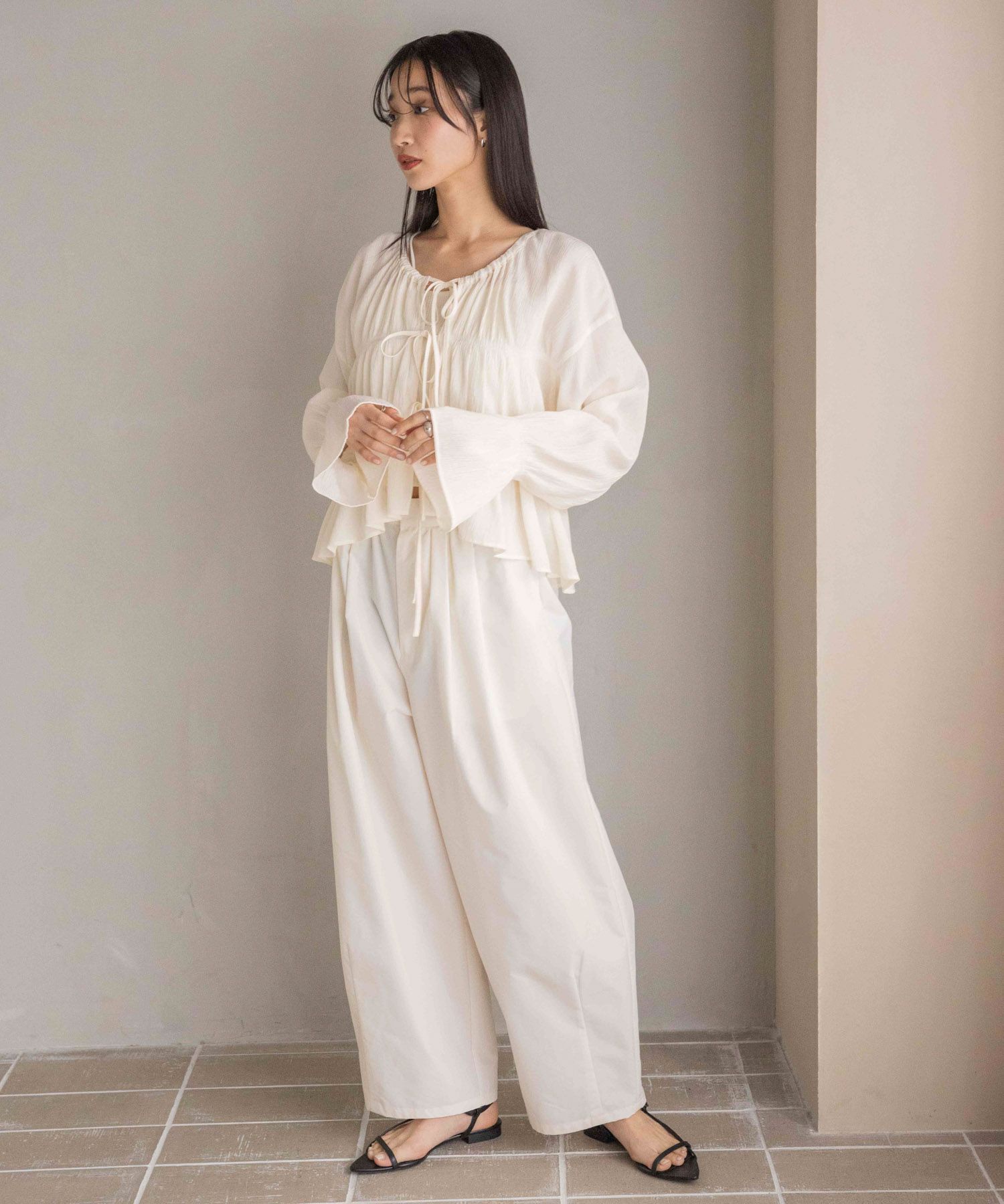 LOWRYS FARM「ヨウリュウシャーリングショートブラウス」|シャツ・ブラウス|