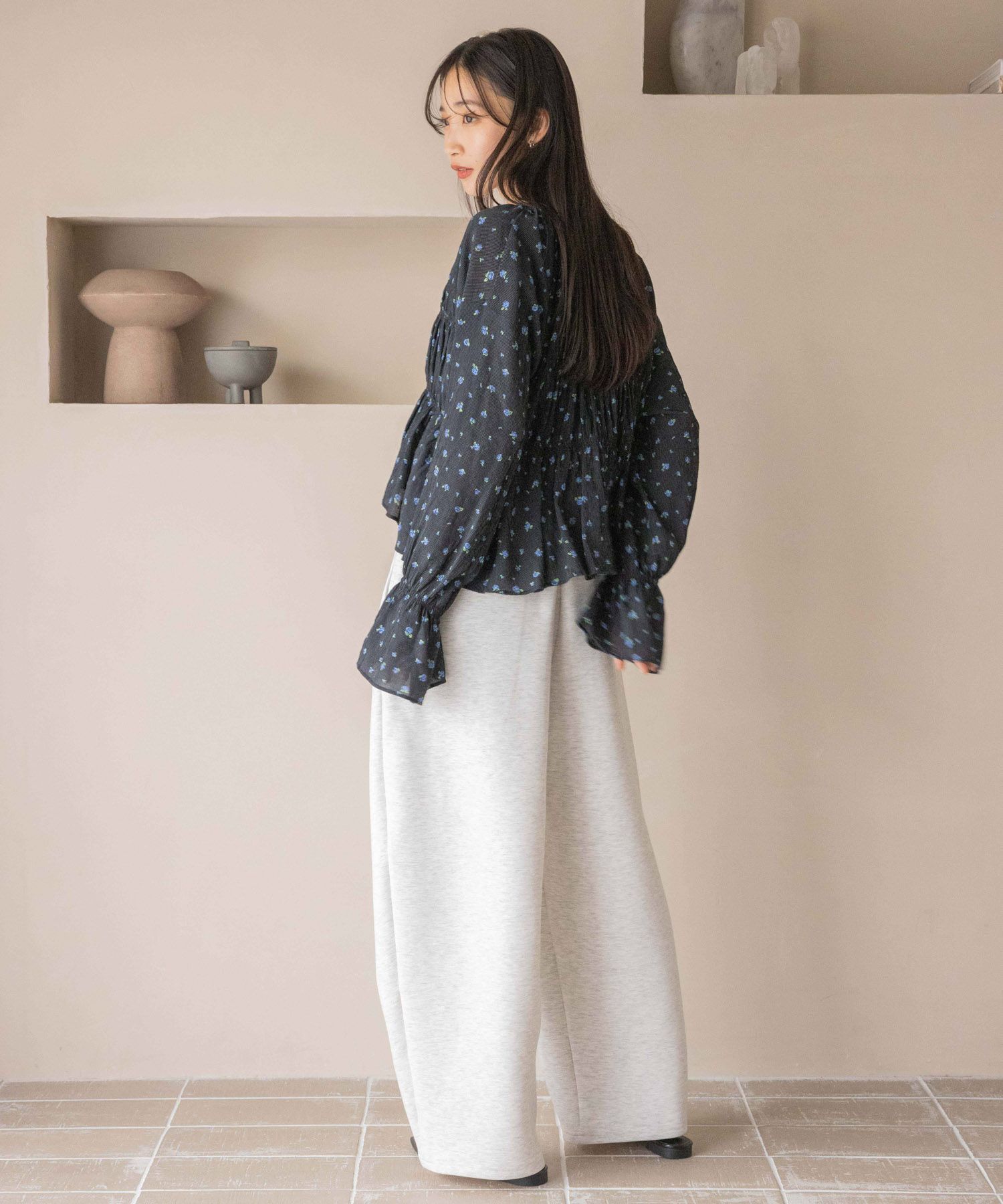 LOWRYS FARM「ヨウリュウシャーリングショートブラウス」|シャツ・ブラウス|ﾊﾅﾌﾟﾘﾝﾄ