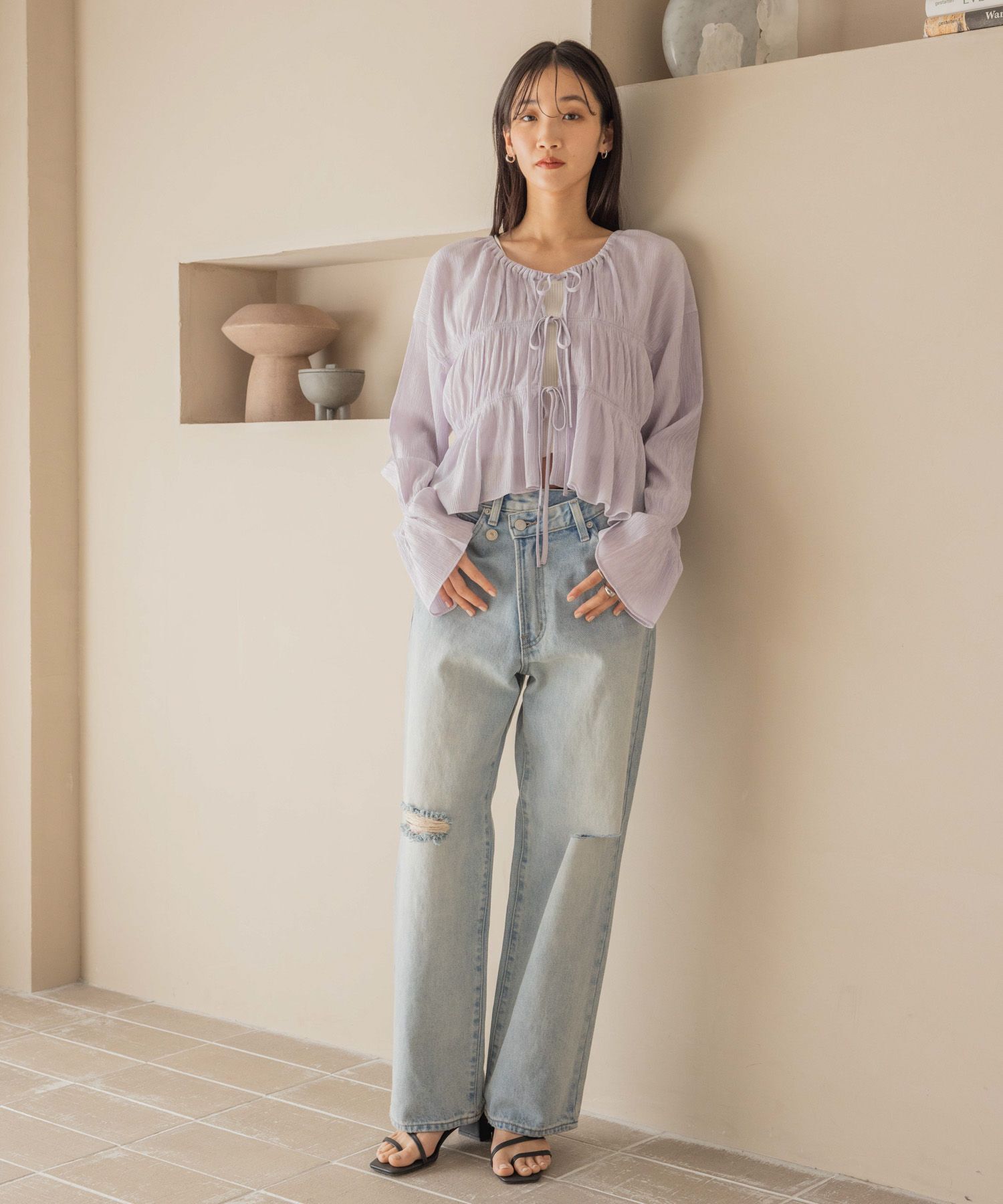 LOWRYS FARM「ヨウリュウシャーリングショートブラウス」|シャツ・ブラウス|