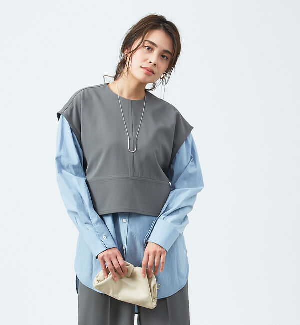 qualite「強撚ギャバクルーネックトップス」|シャツ・ブラウス|