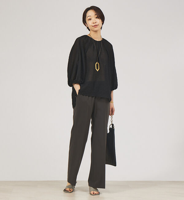 qualite「シアーサッカーパフブラウス」|シャツ・ブラウス|