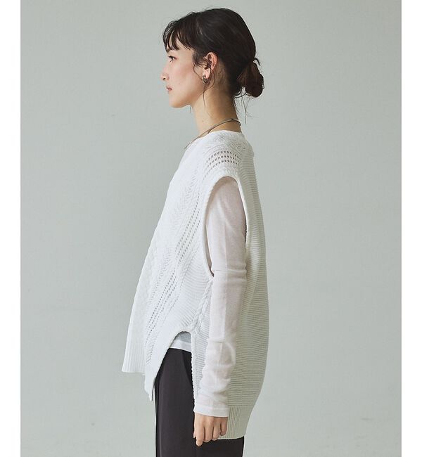 qualite「ケーブルニットベスト」|ベスト・ジレ|