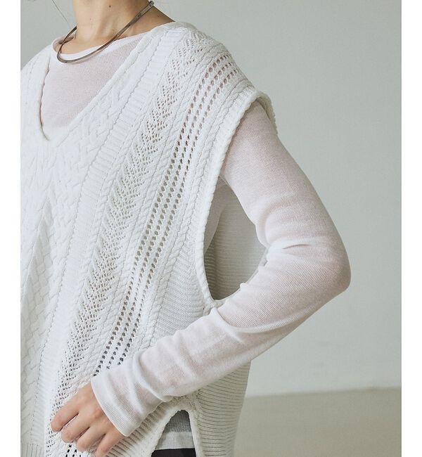 qualite「ケーブルニットベスト」|ベスト・ジレ|