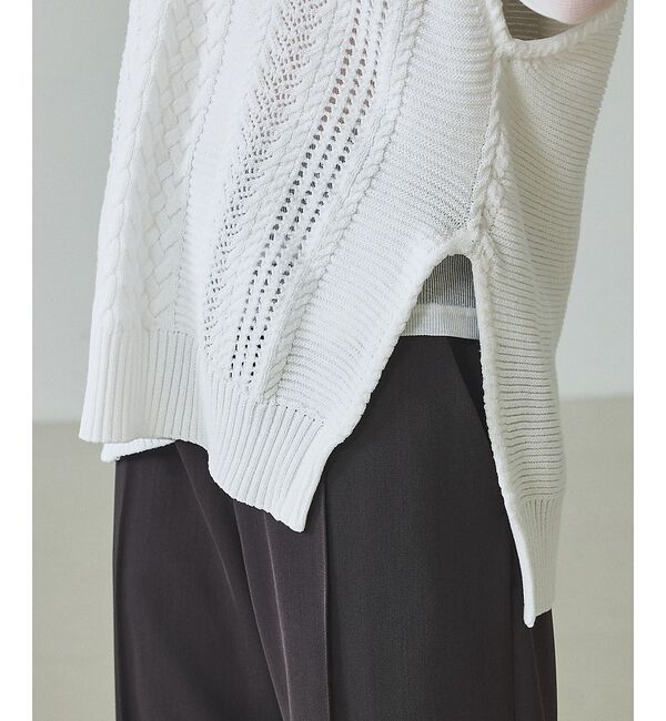 qualite「ケーブルニットベスト」|ベスト・ジレ|