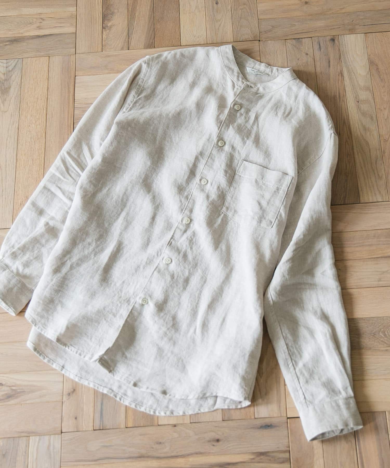 URBAN RESEARCH DOORS「『XLサイズ/WEB限定』シルケットリネンバンドカラーロングスリーブシャツ」|シャツ・ブラウス|