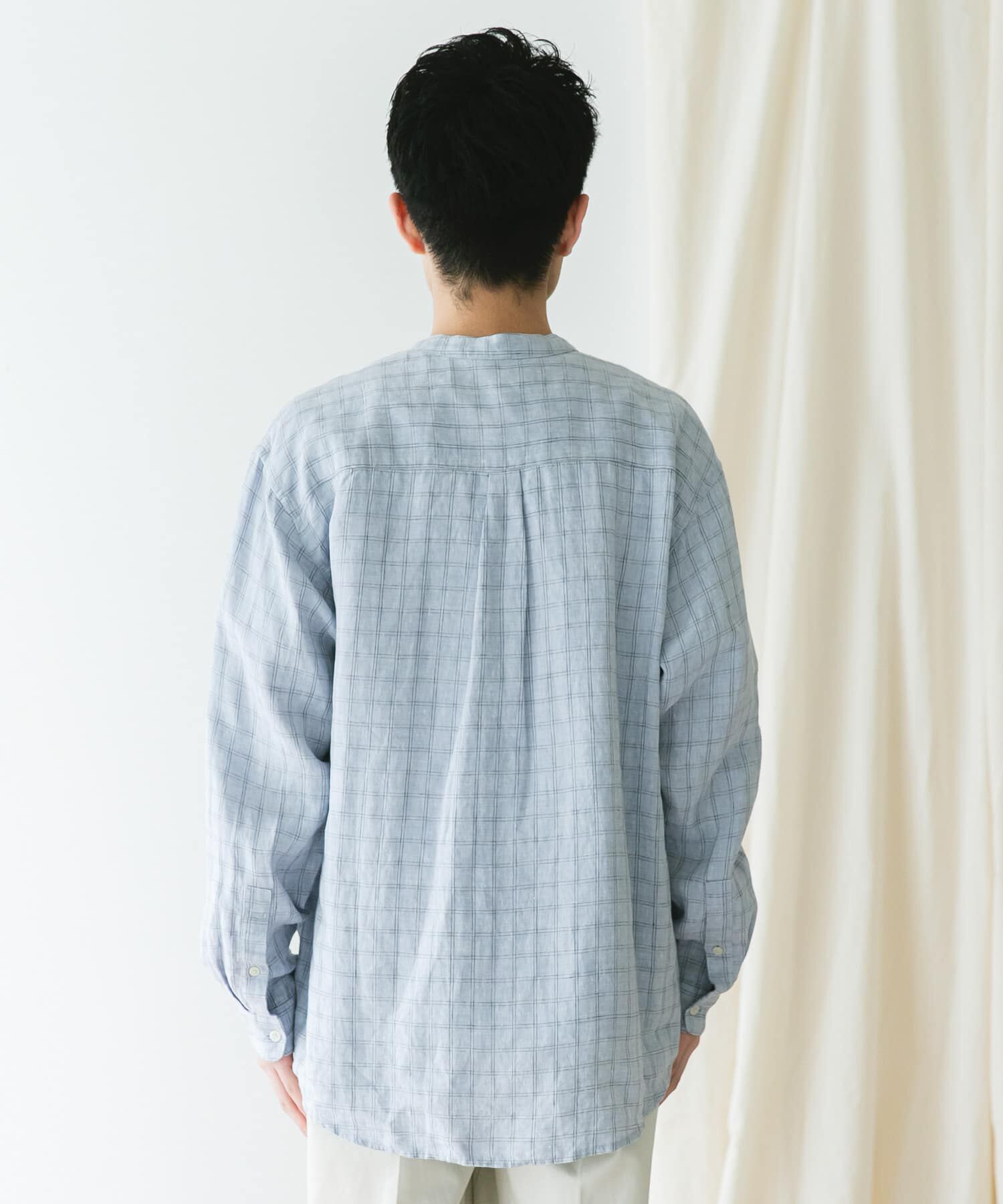 URBAN RESEARCH DOORS「『XLサイズ/WEB限定』シルケットリネンバンドカラーロングスリーブシャツ」|シャツ・ブラウス|