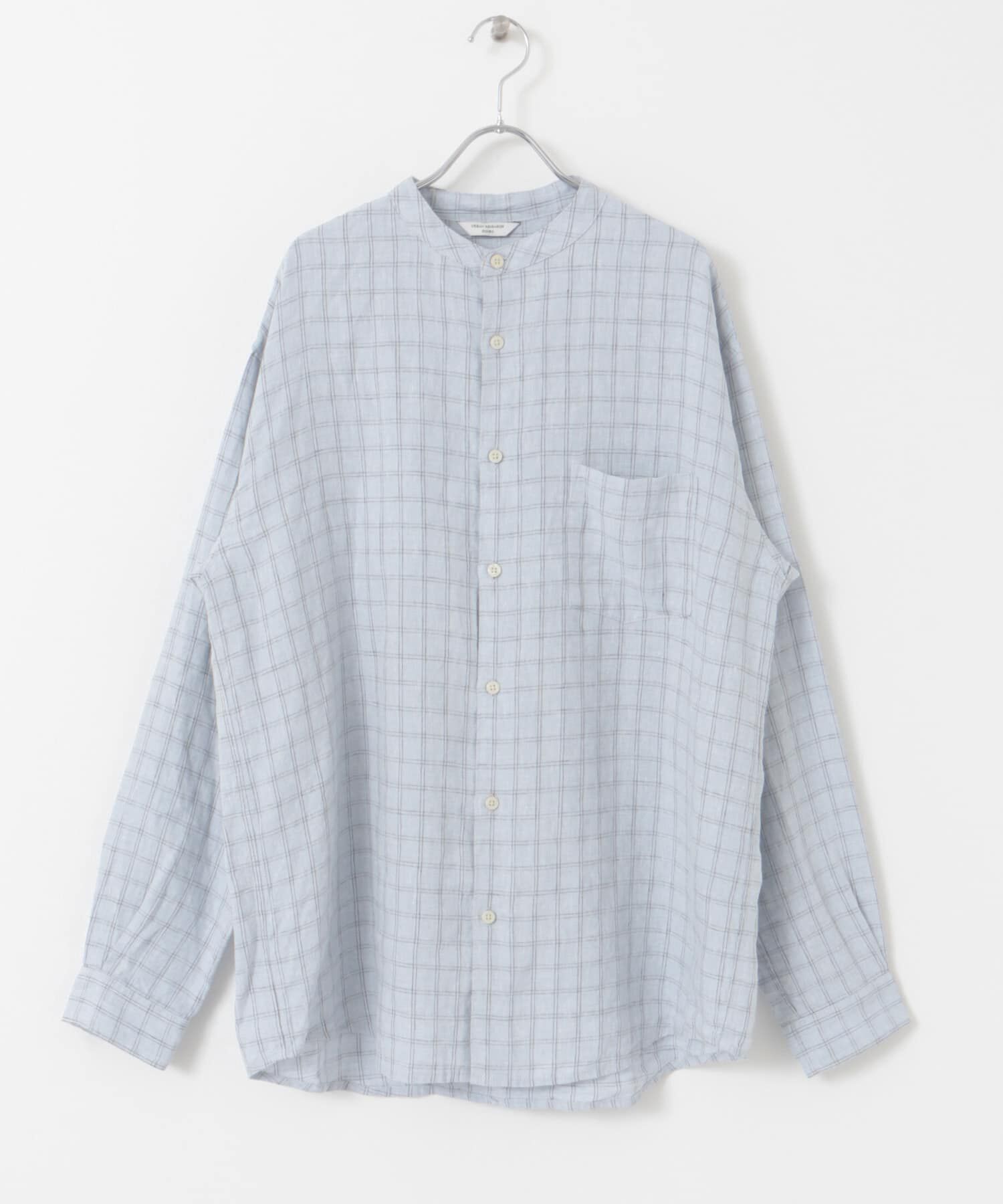 URBAN RESEARCH DOORS「『XLサイズ/WEB限定』シルケットリネンバンドカラーロングスリーブシャツ」|シャツ・ブラウス|