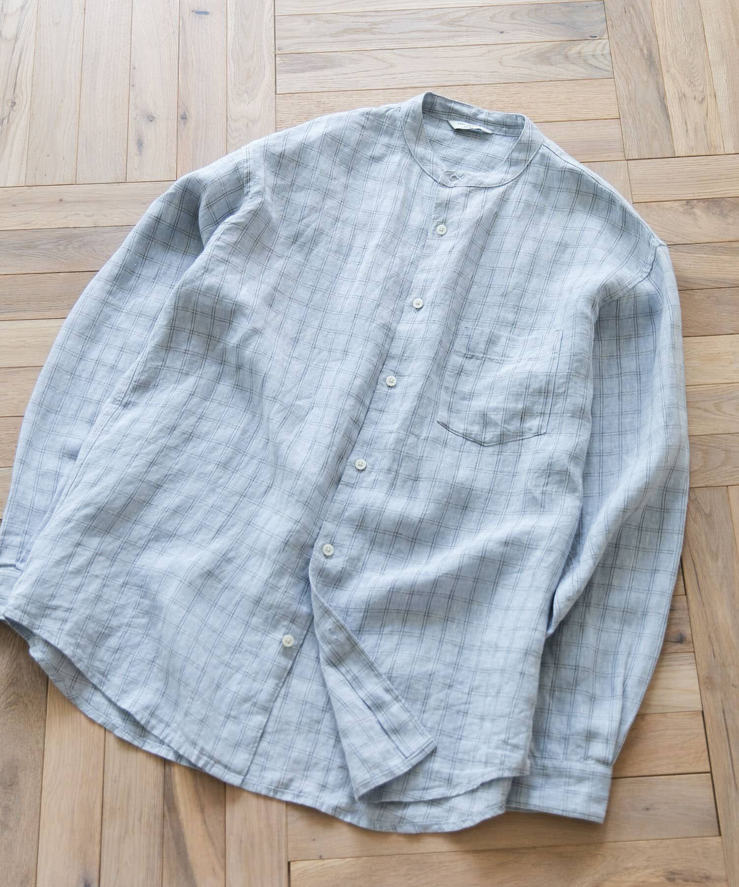 URBAN RESEARCH DOORS「『XLサイズ/WEB限定』シルケットリネンバンドカラーロングスリーブシャツ」|シャツ・ブラウス|