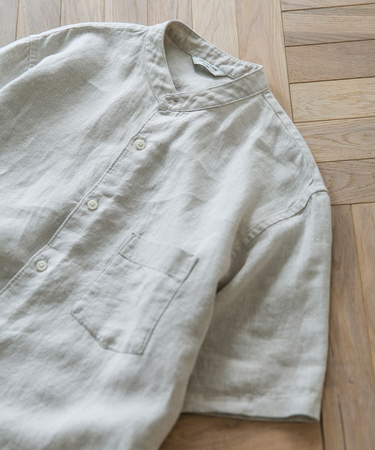 URBAN RESEARCH DOORS「『XLｻｲｽﾞ/WEB限定』ｼﾙｹｯﾄﾘﾈﾝ ﾊﾞﾝﾄﾞｶﾗｰｼｮｰﾄｽﾘｰ」|シャツ・ブラウス|