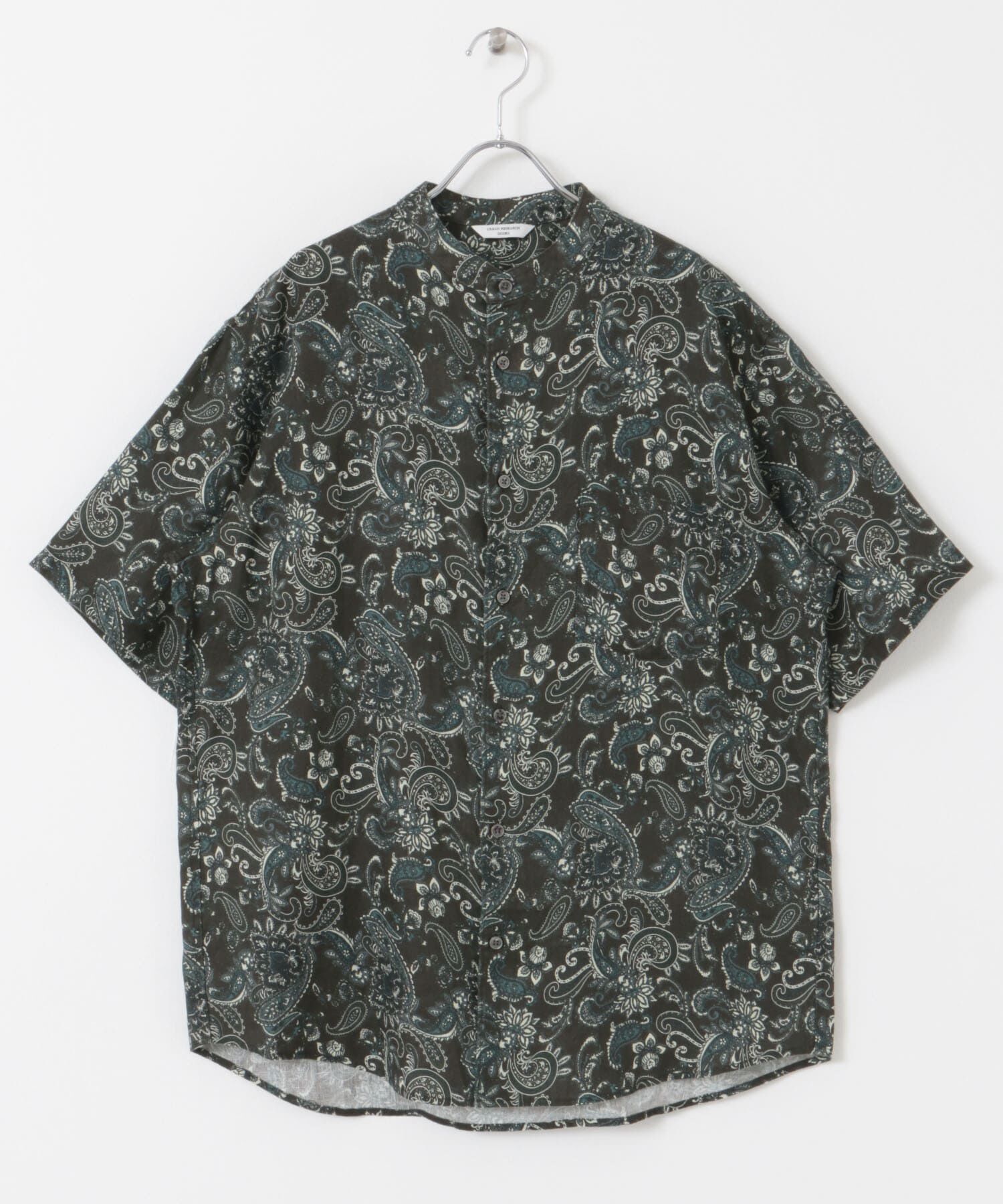 URBAN RESEARCH DOORS「『XLｻｲｽﾞ/WEB限定』ｼﾙｹｯﾄﾘﾈﾝ ﾊﾞﾝﾄﾞｶﾗｰｼｮｰﾄｽﾘｰ」|シャツ・ブラウス|