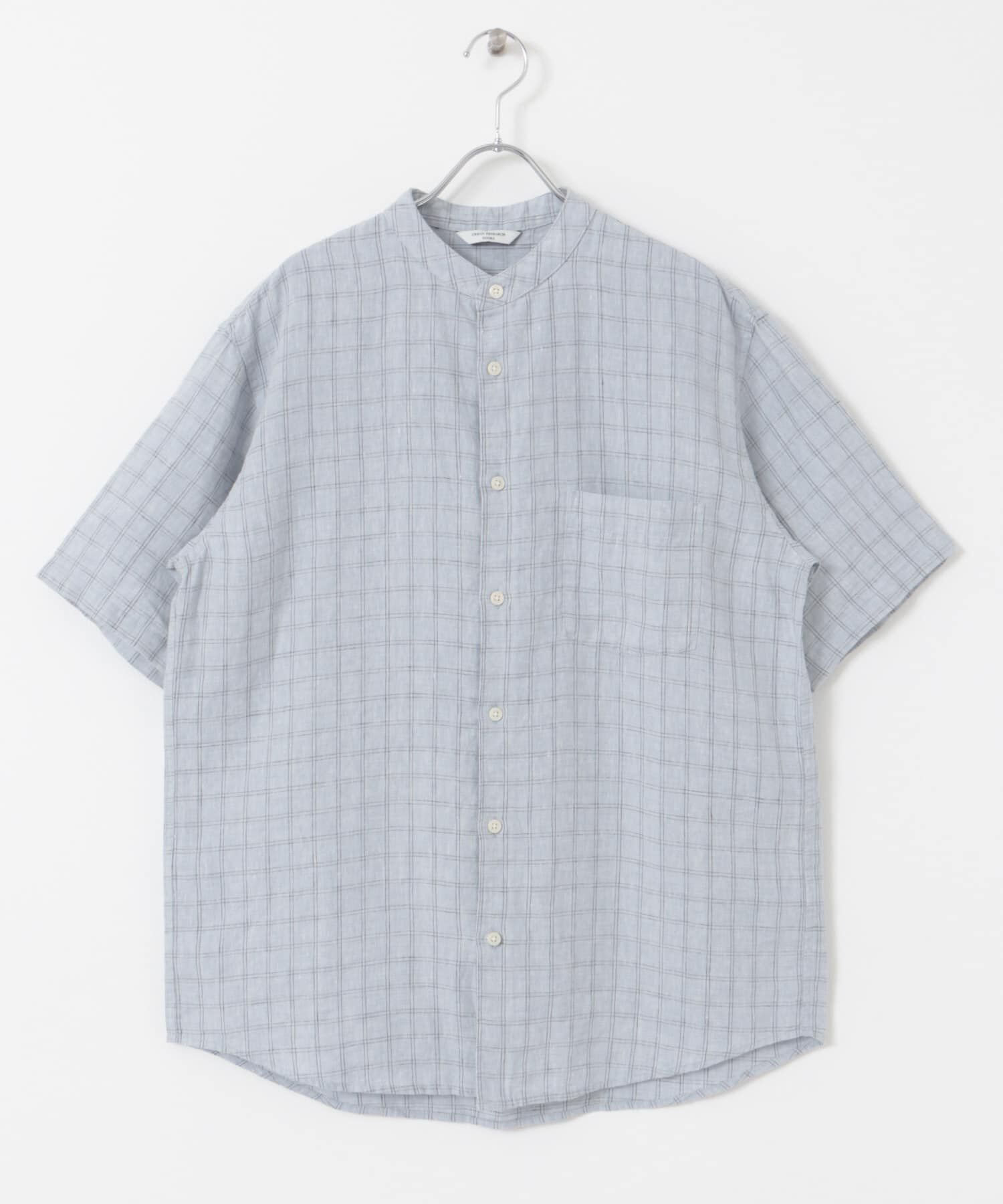 URBAN RESEARCH DOORS「『XLｻｲｽﾞ/WEB限定』ｼﾙｹｯﾄﾘﾈﾝ ﾊﾞﾝﾄﾞｶﾗｰｼｮｰﾄｽﾘｰ」|シャツ・ブラウス|