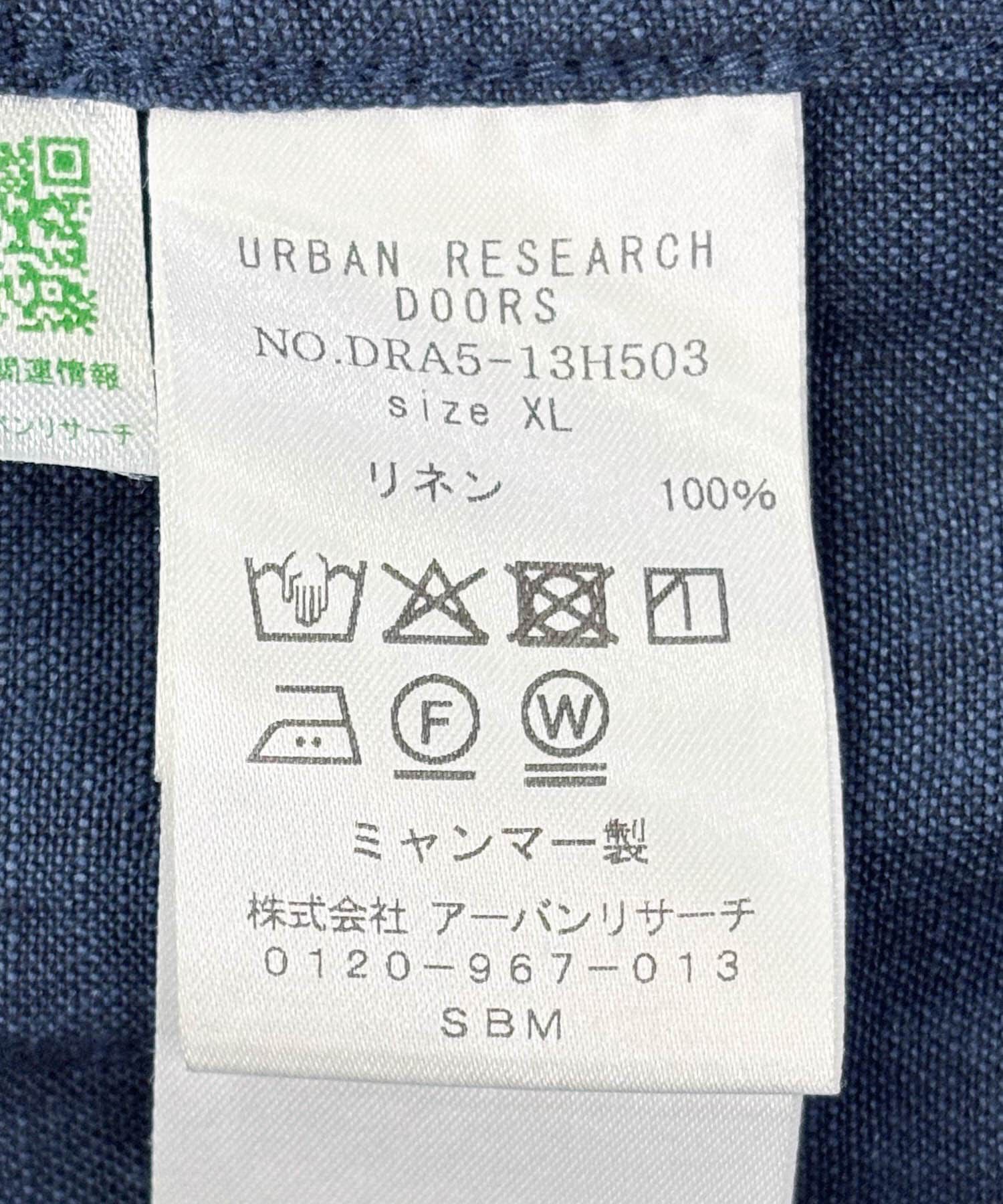 URBAN RESEARCH DOORS「『XLｻｲｽﾞ/WEB限定』ｼﾙｹｯﾄﾘﾈﾝ ﾊﾞﾝﾄﾞｶﾗｰｼｮｰﾄｽﾘｰ」|シャツ・ブラウス|