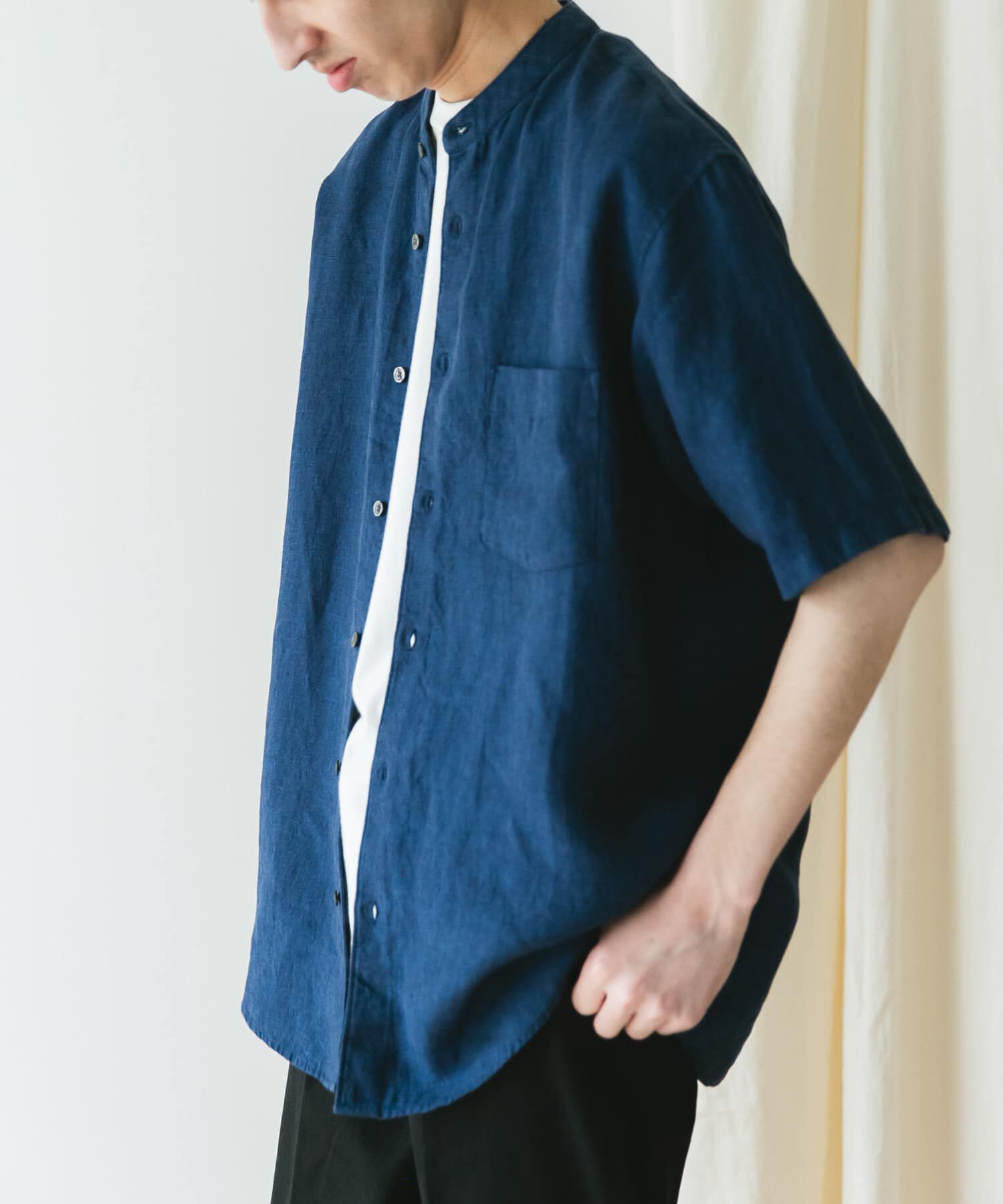 URBAN RESEARCH DOORS「『XLｻｲｽﾞ/WEB限定』ｼﾙｹｯﾄﾘﾈﾝ ﾊﾞﾝﾄﾞｶﾗｰｼｮｰﾄｽﾘｰ」|シャツ・ブラウス|