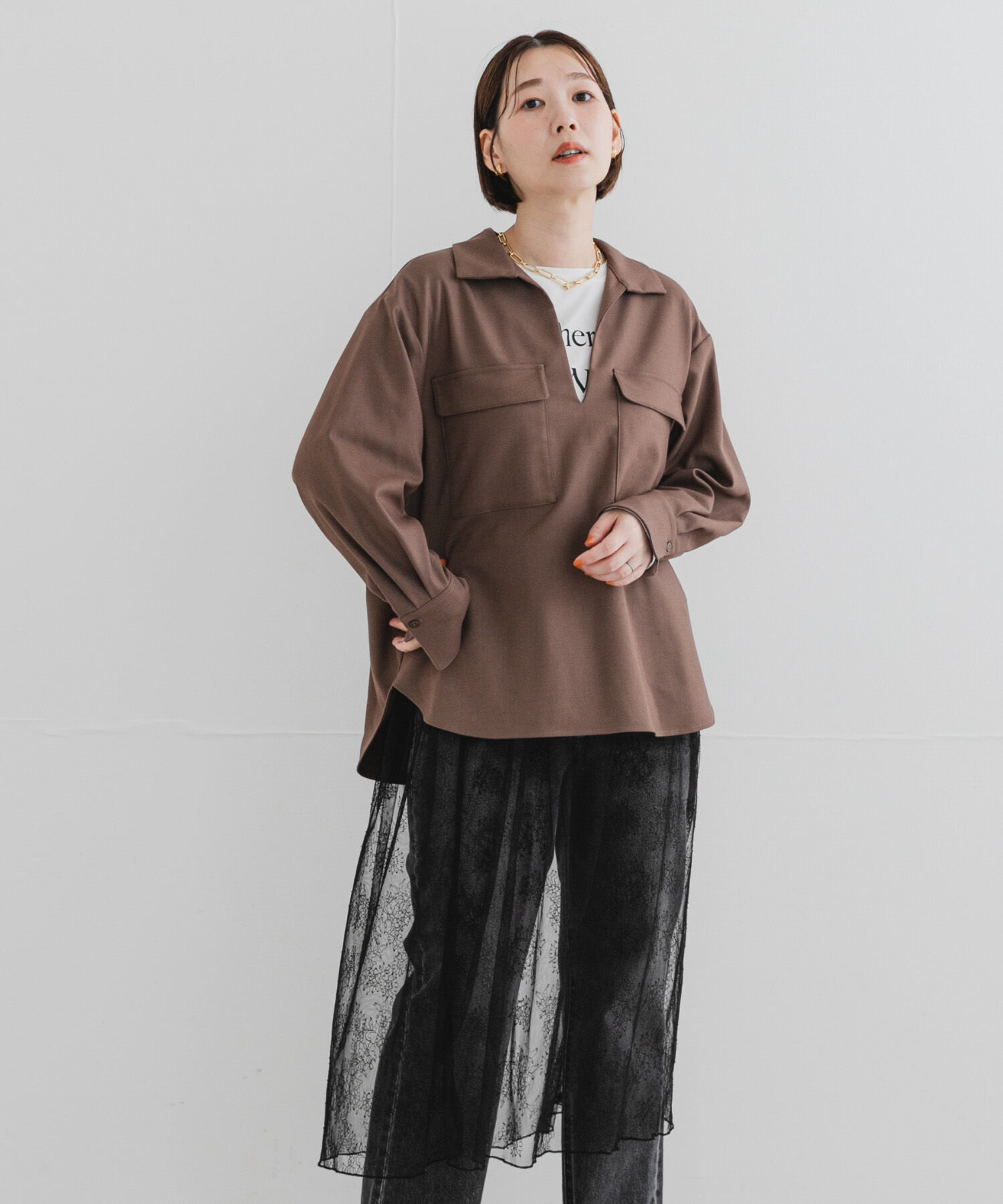 URBAN RESEARCH ROSSO「F by ROSSO　ウールライクプルブラウス」|シャツ・ブラウス|