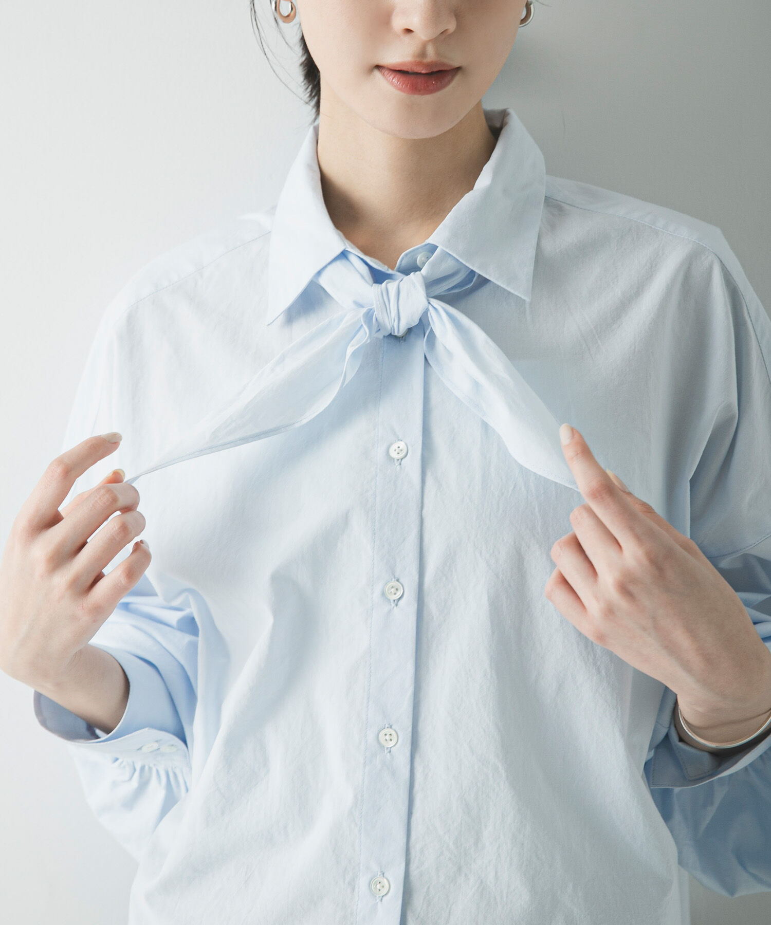 URBAN RESEARCH「スカーフ付きワイドショートシャツ」|シャツ・ブラウス|ブルー系その他