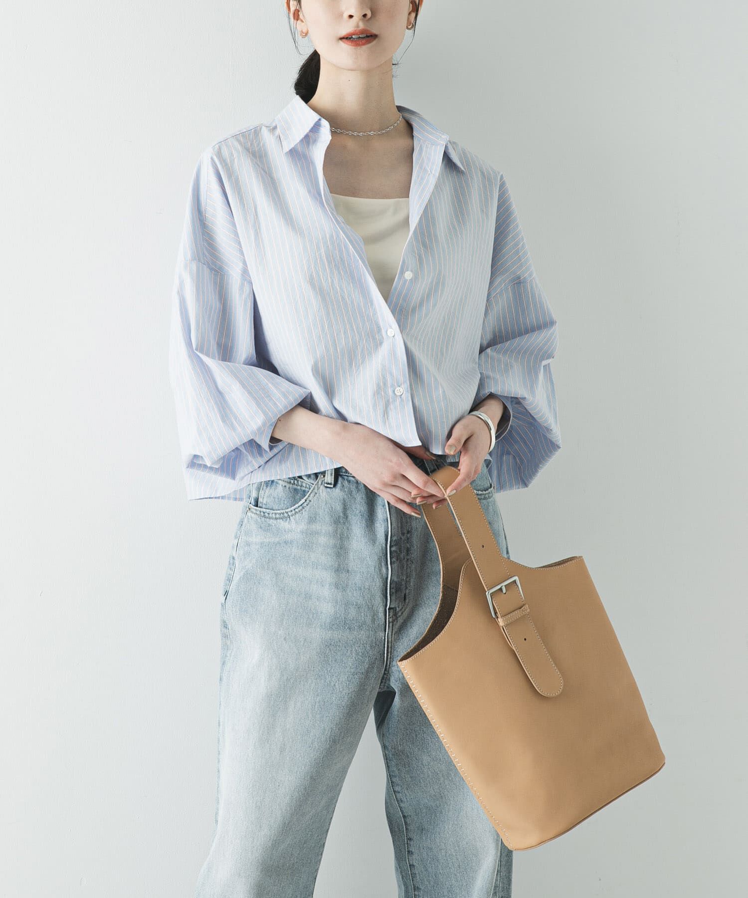 URBAN RESEARCH「スカーフ付きワイドショートシャツ」|シャツ・ブラウス|ストライプ