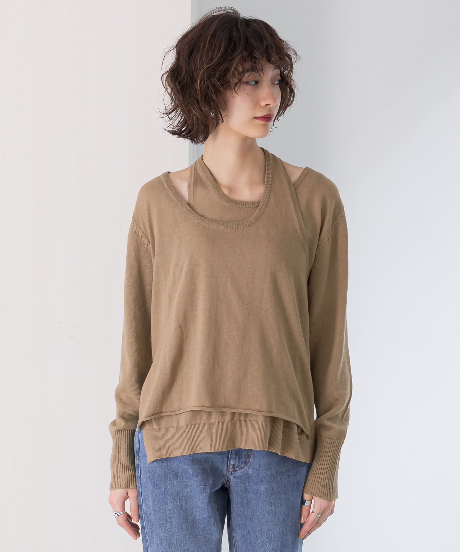  「ホルターネックレイヤードニット」|ニット・セーター|