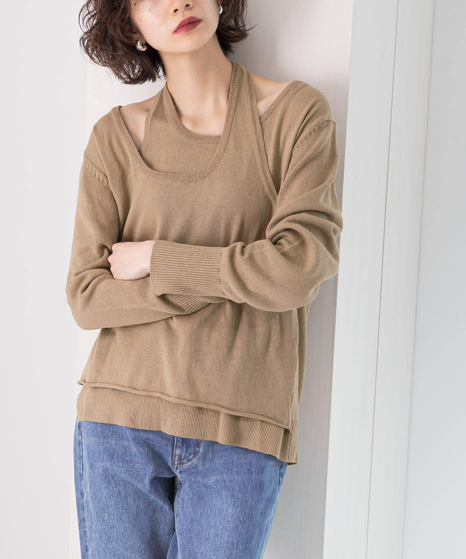  「ホルターネックレイヤードニット」|ニット・セーター|