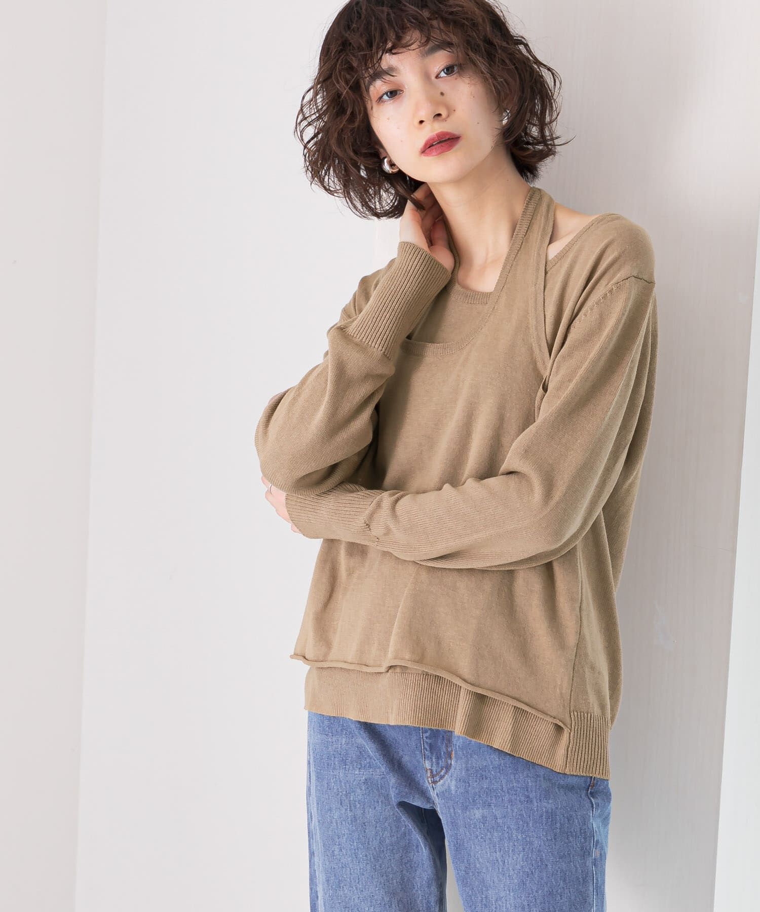  「ホルターネックレイヤードニット」|ニット・セーター|