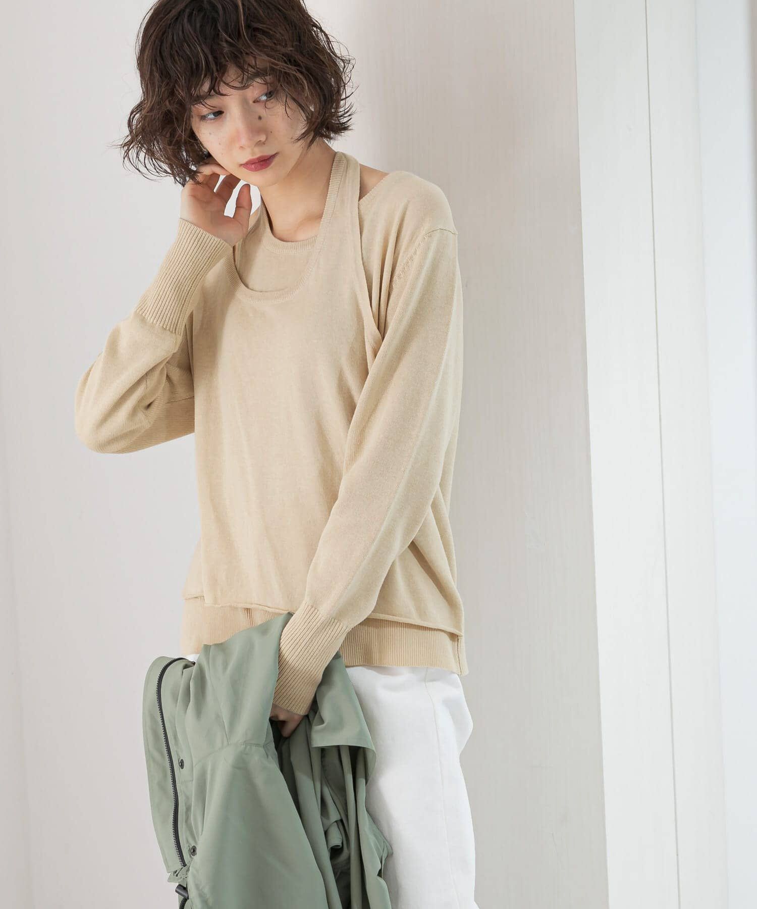  「ホルターネックレイヤードニット」|ニット・セーター|