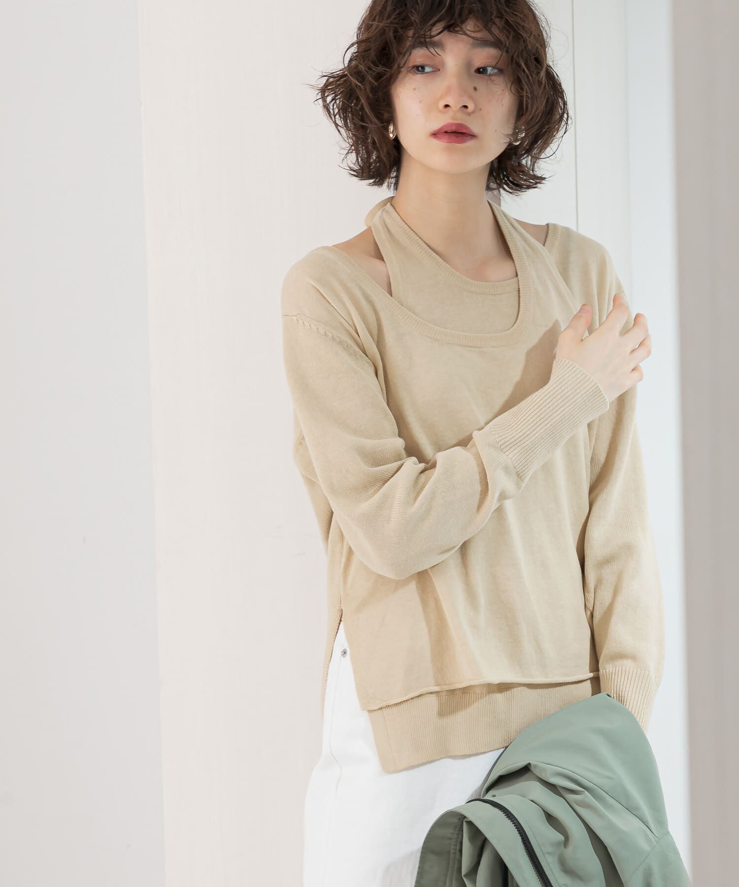  「ホルターネックレイヤードニット」|ニット・セーター|