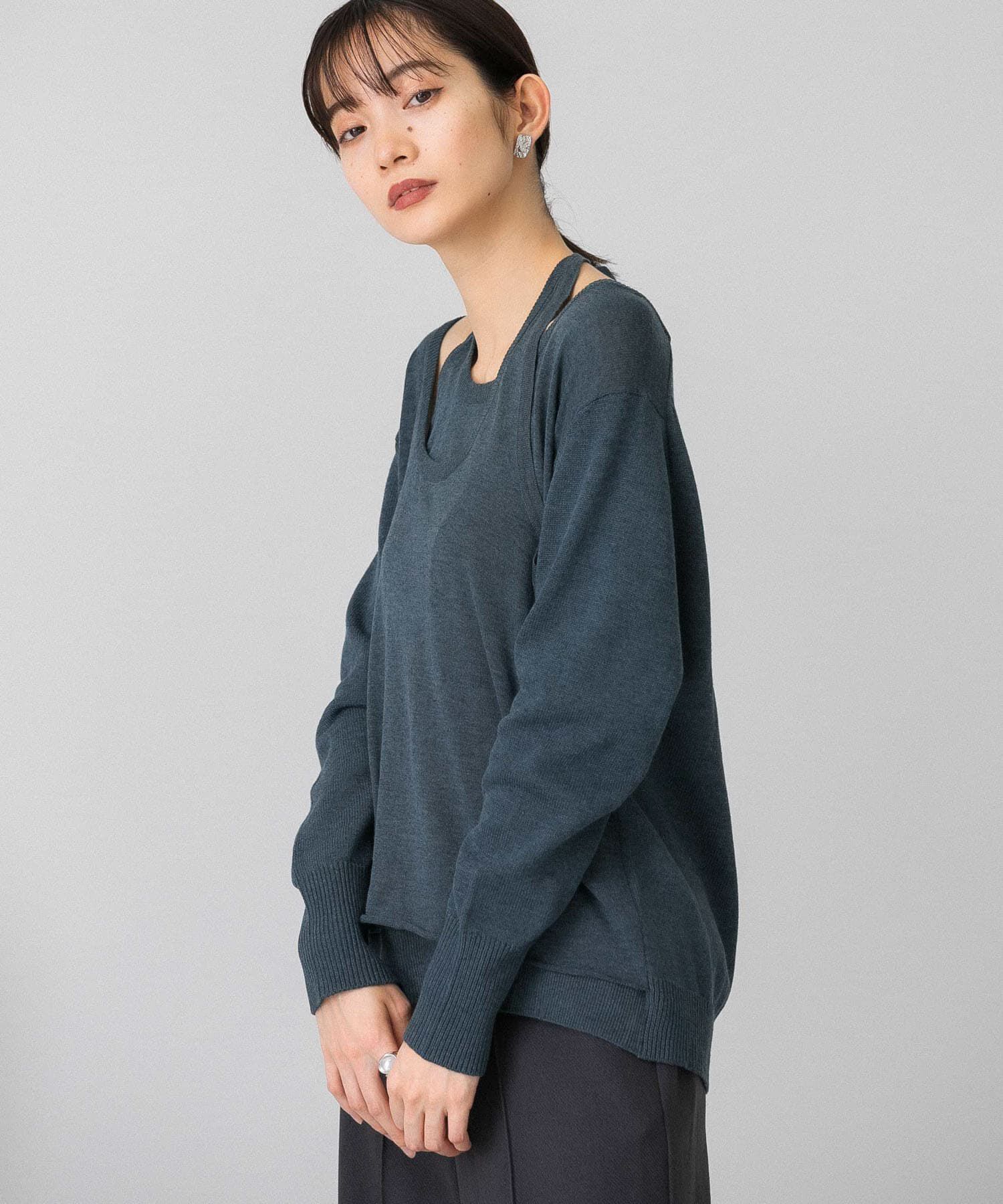  「ホルターネックレイヤードニット」|ニット・セーター|