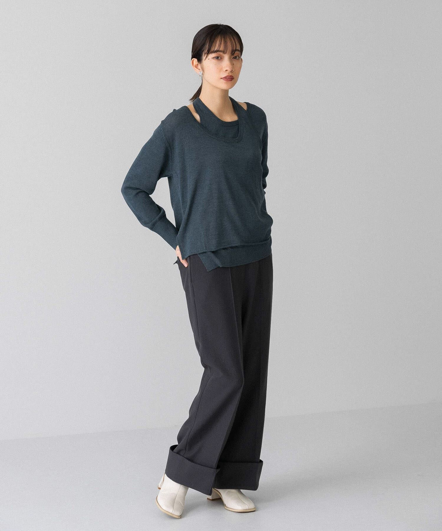  「ホルターネックレイヤードニット」|ニット・セーター|