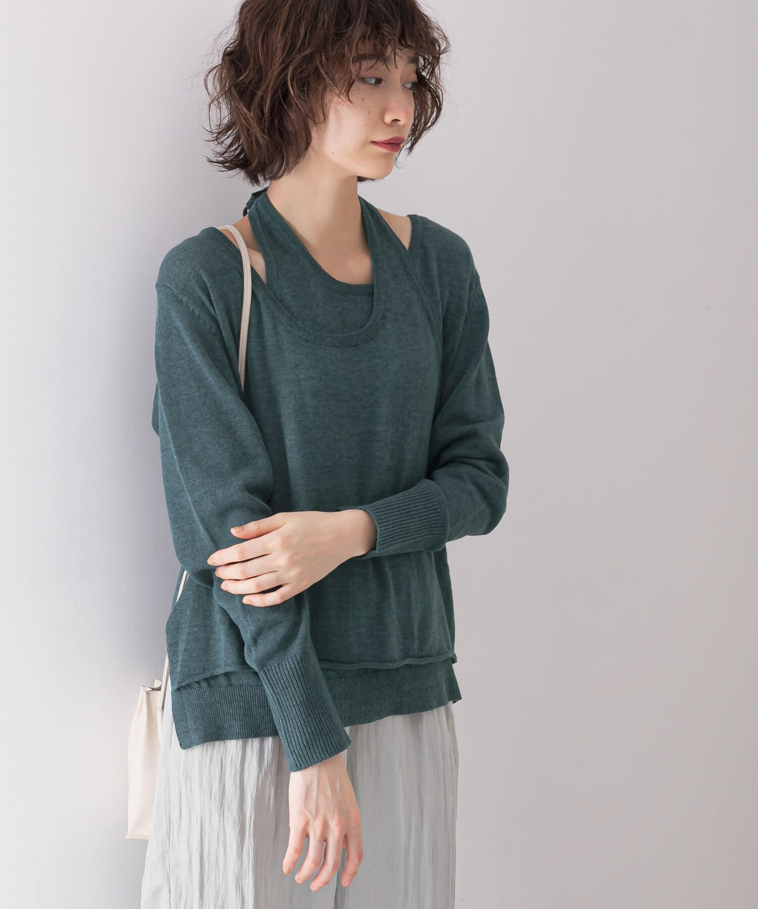  「ホルターネックレイヤードニット」|ニット・セーター|