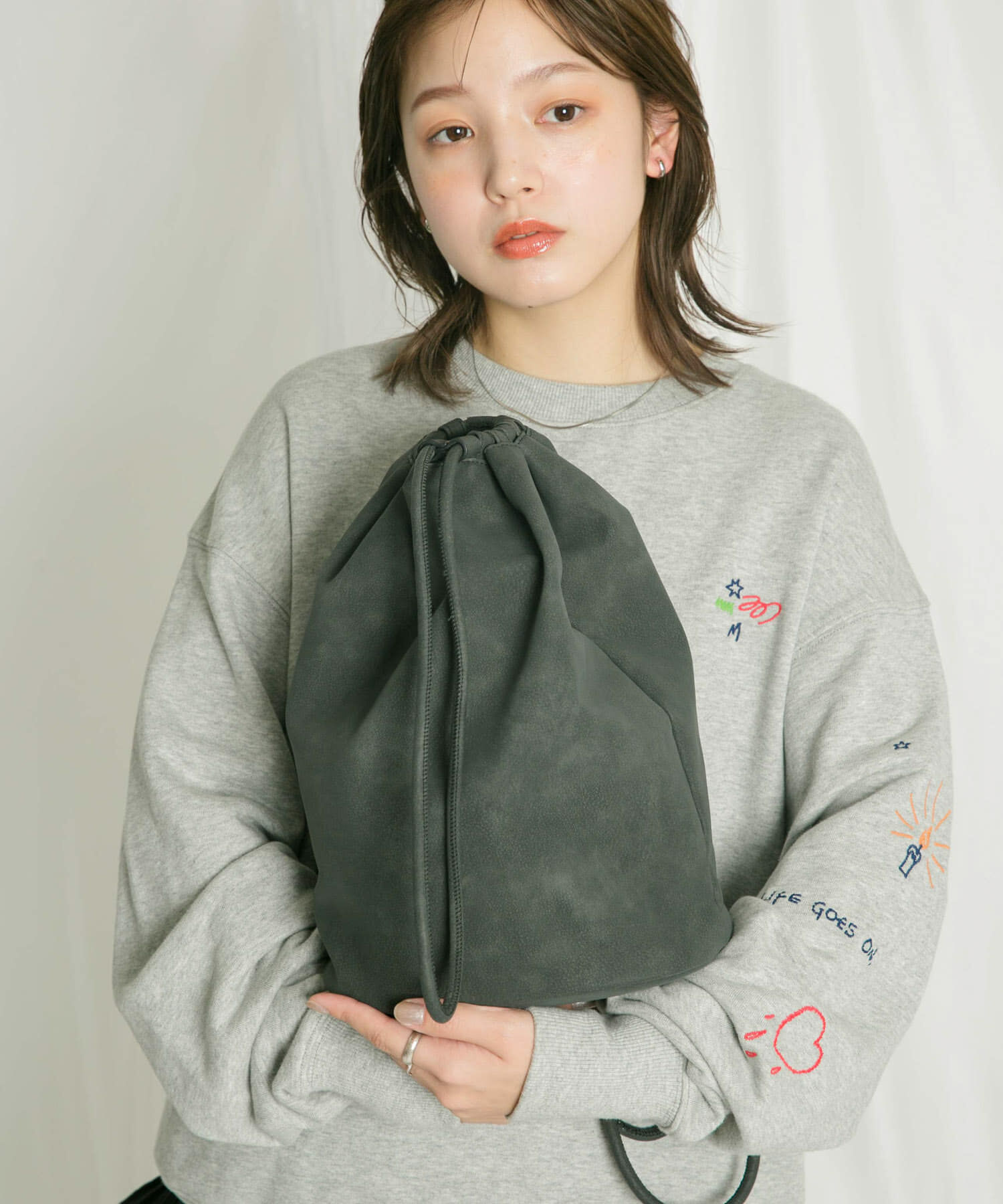  「ワンショルダーボンサック」|ショルダー・メッセンジャー|チャコールグレー