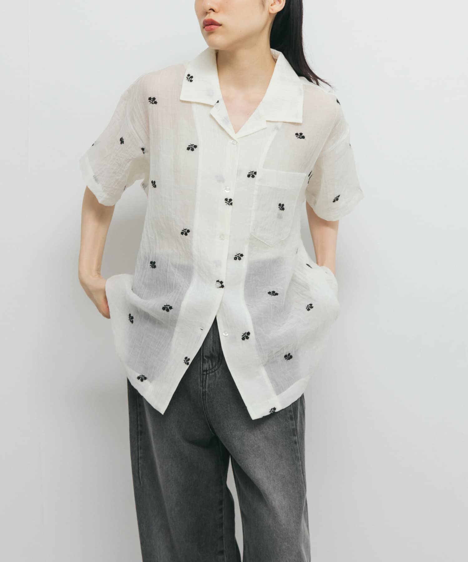  「エンブロイダリーシアーシャツ」|シャツ・ブラウス|