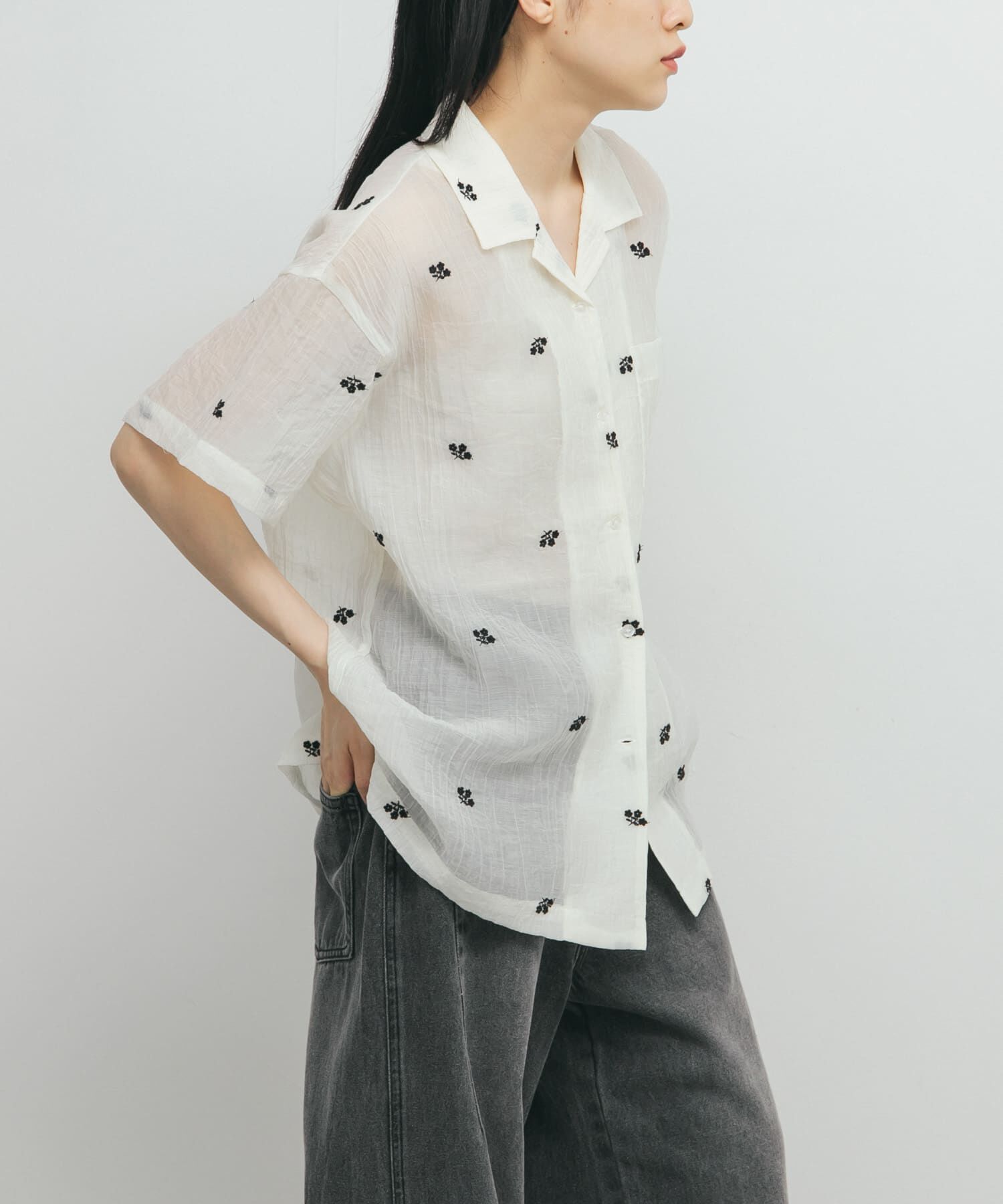  「エンブロイダリーシアーシャツ」|シャツ・ブラウス|