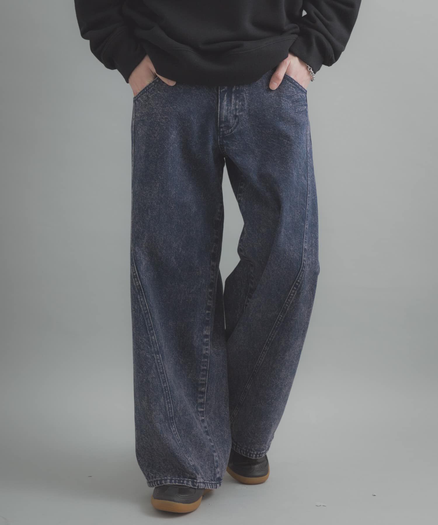 SENSE OF PLACE by URBAN RESEARCH「『ユニセックス』ケミカルバギーワイドデニムパンツ」|デニム|
