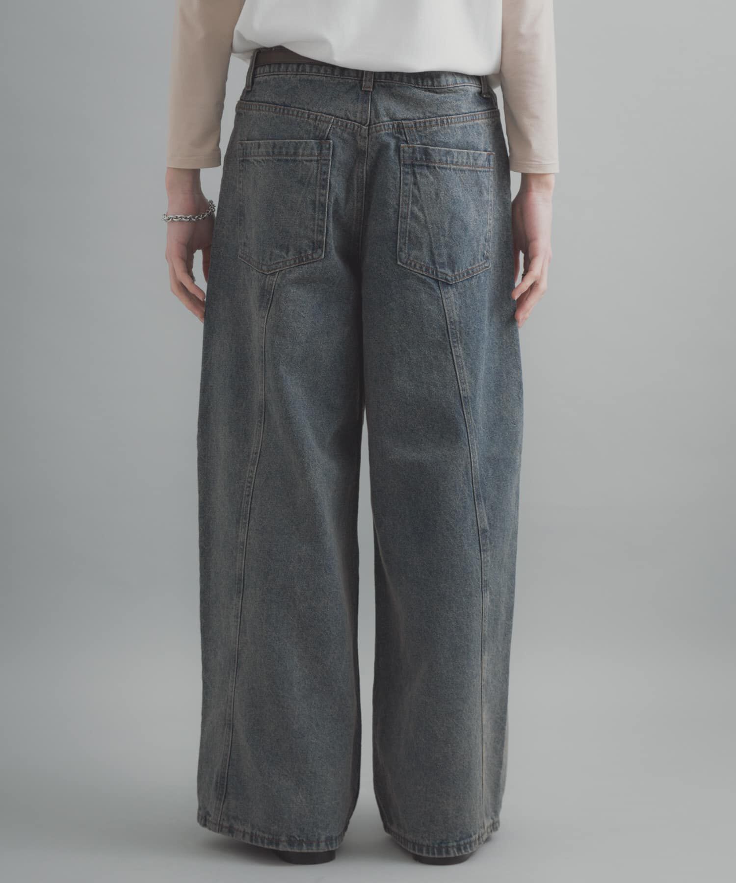 SENSE OF PLACE by URBAN RESEARCH「『ユニセックス』ケミカルバギーワイドデニムパンツ」|デニム|