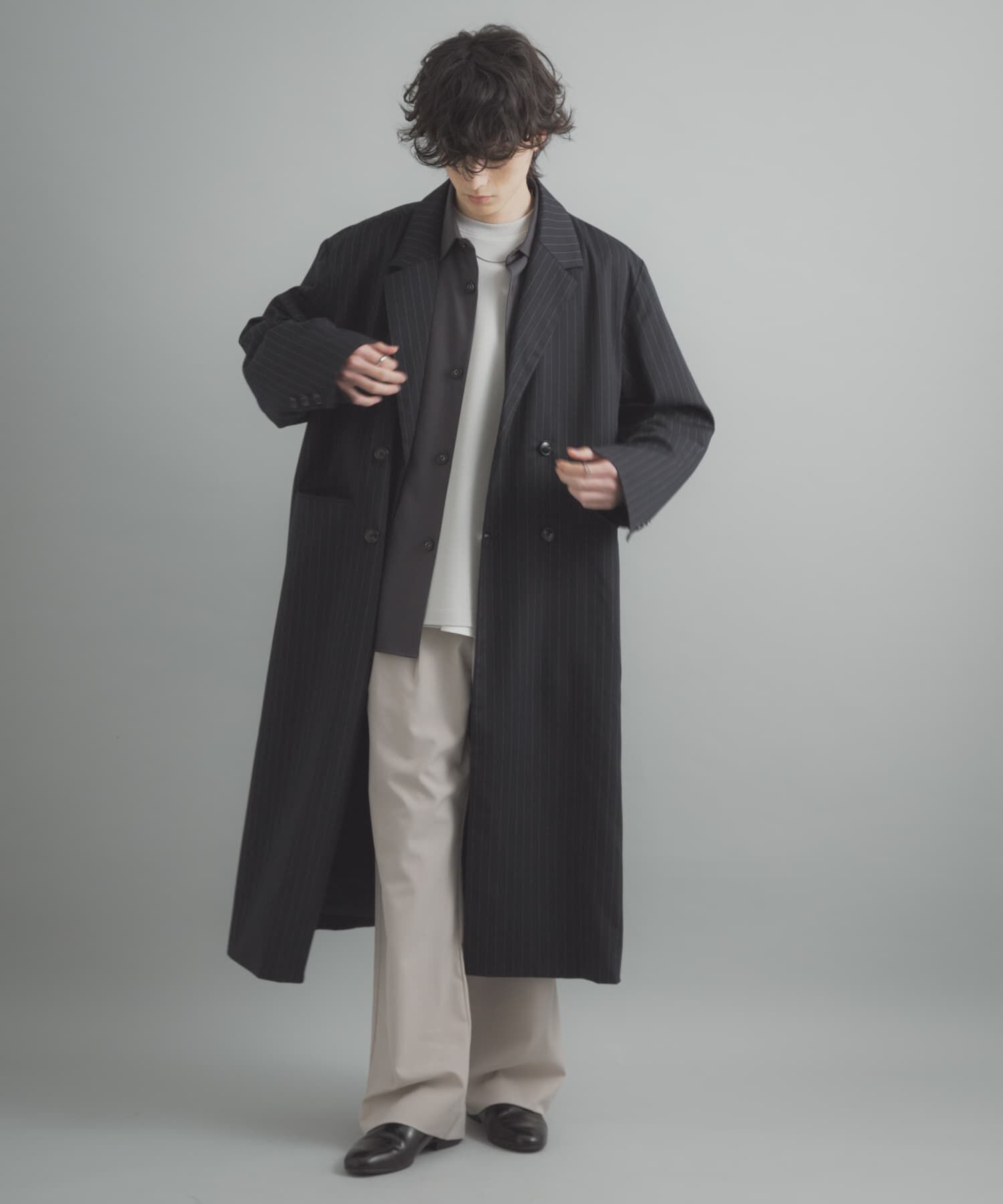 SENSE OF PLACE by URBAN RESEARCH「ダブルブレストロングコート」|ノーカラーコート|