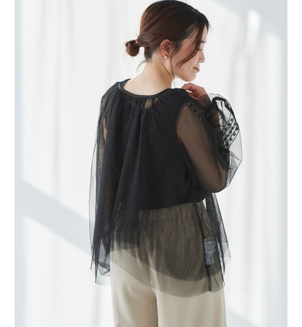 le.coeur blanc「《手洗い可能》チュール刺繍ブラウス」|シャツ・ブラウス|