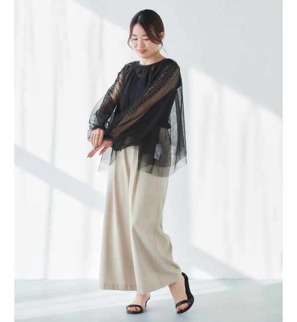 le.coeur blanc「《手洗い可能》チュール刺繍ブラウス」|シャツ・ブラウス|