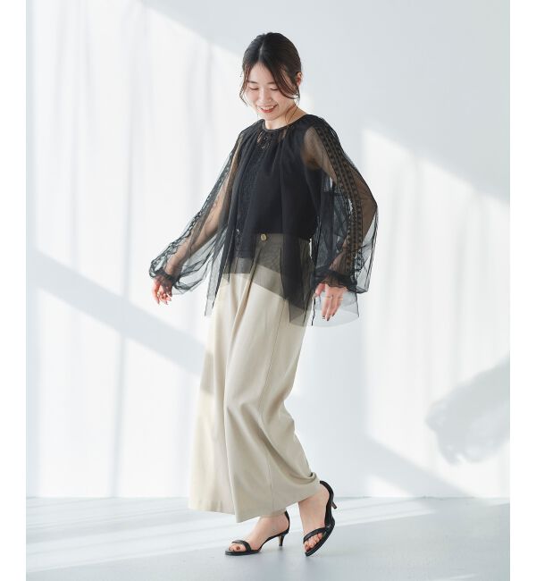 le.coeur blanc「《手洗い可能》チュール刺繍ブラウス」|シャツ・ブラウス|