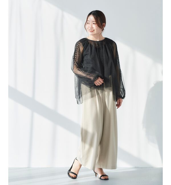 le.coeur blanc「《手洗い可能》チュール刺繍ブラウス」|シャツ・ブラウス|