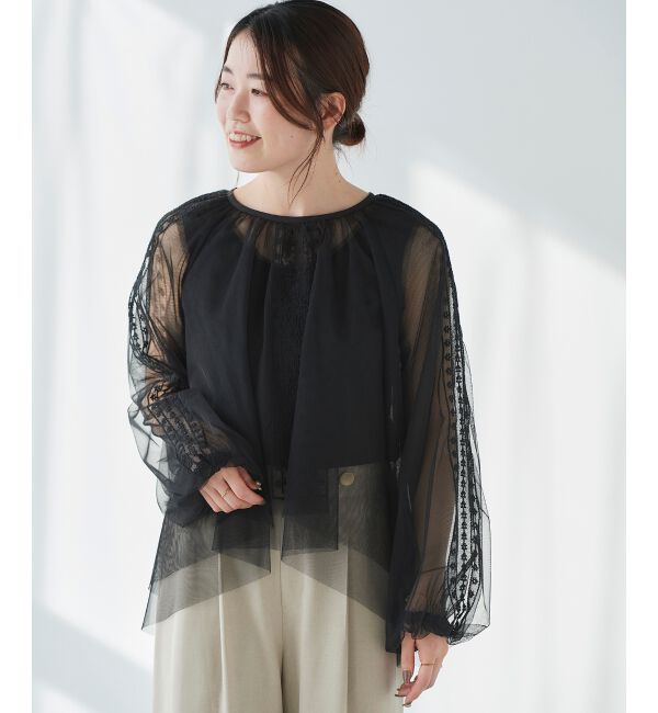le.coeur blanc「《手洗い可能》チュール刺繍ブラウス」|シャツ・ブラウス|