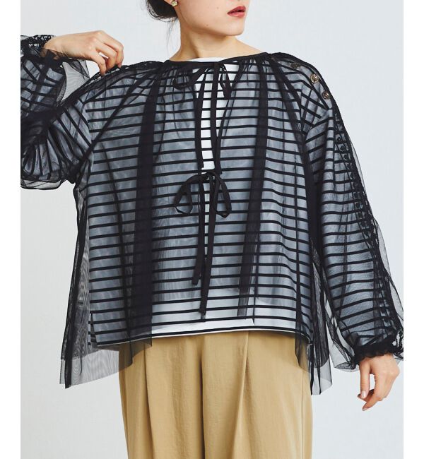 le.coeur blanc「《手洗い可能》チュール刺繍ブラウス」|シャツ・ブラウス|