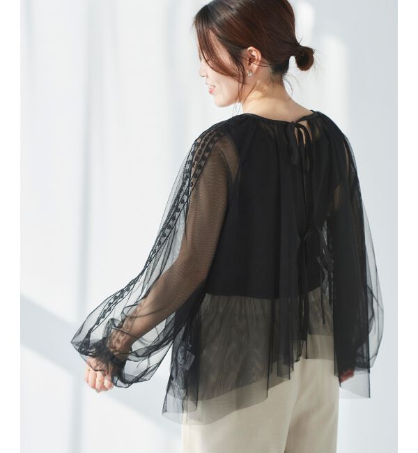 le.coeur blanc「《手洗い可能》チュール刺繍ブラウス」|シャツ・ブラウス|