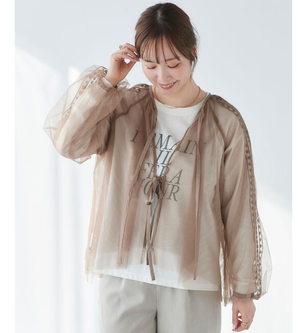 le.coeur blanc「《手洗い可能》チュール刺繍ブラウス」|シャツ・ブラウス|