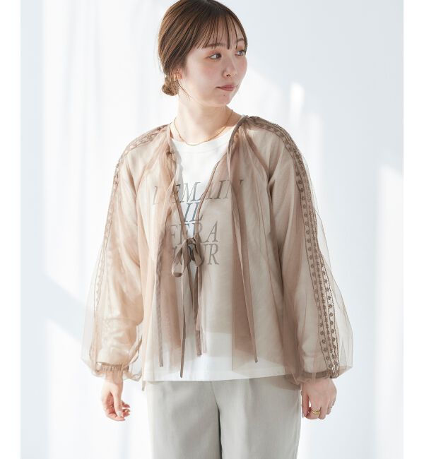 le.coeur blanc「《手洗い可能》チュール刺繍ブラウス」|シャツ・ブラウス|