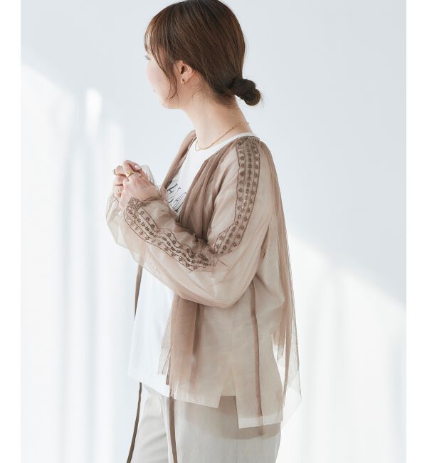 le.coeur blanc「《手洗い可能》チュール刺繍ブラウス」|シャツ・ブラウス|