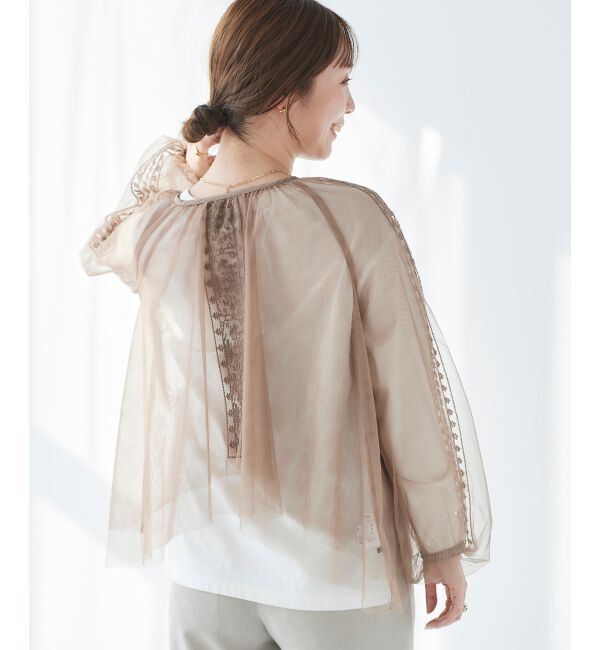 le.coeur blanc「《手洗い可能》チュール刺繍ブラウス」|シャツ・ブラウス|